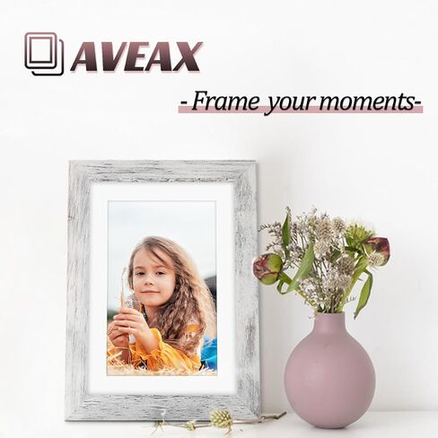 AVEAX 6x6 Picture Frame Display Pictures 4x4 with Mat or 6x6 Without Mat, Set of 4 Square Photo Frame for Wall or Tabletop White in Kuwait