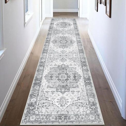 Falflor 2'X8' Vintage Hallway Runner Rug Non Slip Distressed Hallway Runner Rug Boho Washable Floor Entryway Carpet for Hallways Laundry Room Kitchen Bathroom in Kuwait