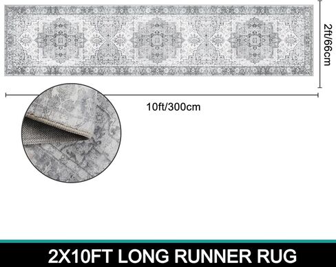 Falflor 2'X8' Vintage Hallway Runner Rug Non Slip Distressed Hallway Runner Rug Boho Washable Floor Entryway Carpet for Hallways Laundry Room Kitchen Bathroom in Kuwait