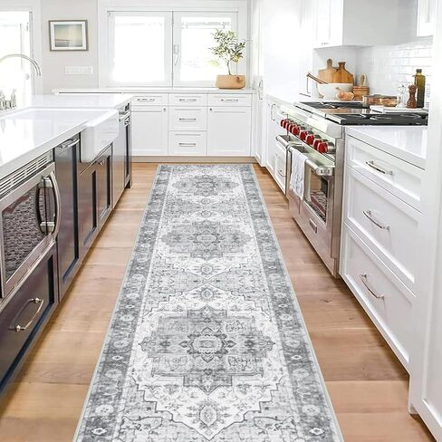 Falflor 2'X8' Vintage Hallway Runner Rug Non Slip Distressed Hallway Runner Rug Boho Washable Floor Entryway Carpet for Hallways Laundry Room Kitchen Bathroom in Kuwait