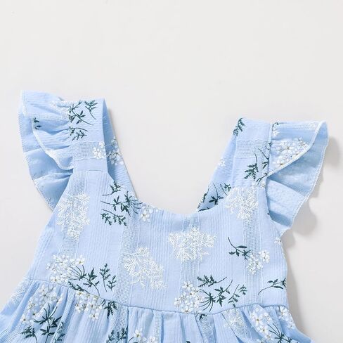 YOUNGER TREE Toddler Baby Girls Dress Summer Ruffle Sleeve Halter Casual Kids Beach Sundress in Kuwait