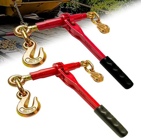 Ratchet Chain Binders 1/4'' - 5/16'' | 2-Pack Load Binders w/Clevis Hooks | 2,600 Lbs Working Load | Compatible with G43, G70 & G80 Chains | Secure Tie Down Binder for Hauling and Towing in Kuwait