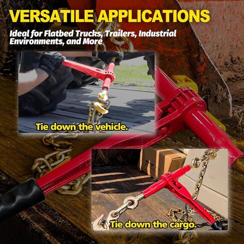 Ratchet Chain Binders 1/4'' - 5/16'' | 2-Pack Load Binders w/Clevis Hooks | 2,600 Lbs Working Load | Compatible with G43, G70 & G80 Chains | Secure Tie Down Binder for Hauling and Towing in Kuwait