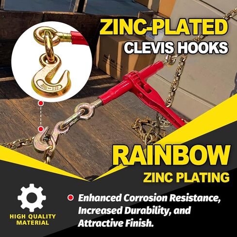 Ratchet Chain Binders 1/4'' - 5/16'' | 2-Pack Load Binders w/Clevis Hooks | 2,600 Lbs Working Load | Compatible with G43, G70 & G80 Chains | Secure Tie Down Binder for Hauling and Towing in Kuwait