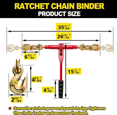 Ratchet Chain Binders 1/4'' - 5/16'' | 2-Pack Load Binders w/Clevis Hooks | 2,600 Lbs Working Load | Compatible with G43, G70 & G80 Chains | Secure Tie Down Binder for Hauling and Towing in Kuwait