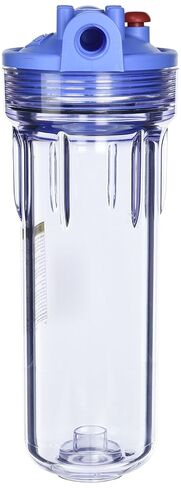 Pentair Pentek 158623 3G Slim Line Filter Housing, 1/2" NPT #10 Under Sink Clear Water Filter Housing, Mounting Bracket Cap with Pressure Relief Button, 10 Inch, Blue/Clear in Saudi Arabia