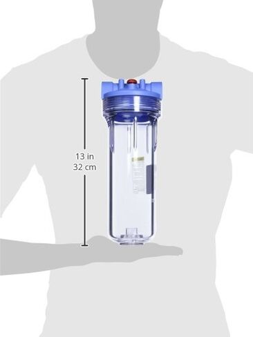 Pentair Pentek 158623 3G Slim Line Filter Housing, 1/2" NPT #10 Under Sink Clear Water Filter Housing, Mounting Bracket Cap with Pressure Relief Button, 10 Inch, Blue/Clear in Saudi Arabia