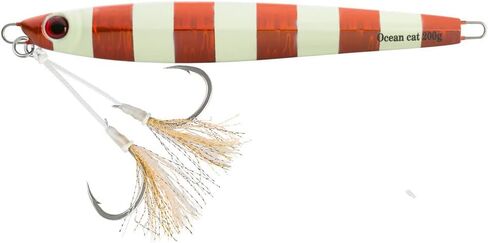 OCEAN CAT 1 PC Slow Fall Pitch Fishing Lures Sinking Lead Metal Flat Jigs Jigging Baits with Hook for Saltwater Fishing 4 Colors 160G/200G in Kuwait