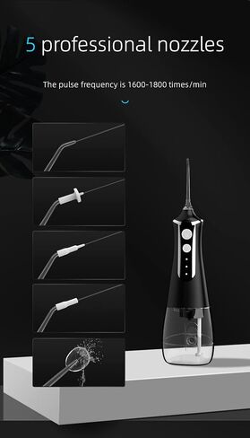 water flosser,Cordless Portable Flosser Rechargeable,IPX7 Waterproof 300ml Water Tank Electric Waterflosser Flossing Machine, Water Dental Flosser Teeth Pick 5 Nozzle Types in Saudi Arabia