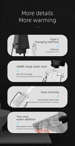 water flosser,Cordless Portable Flosser Rechargeable,IPX7 Waterproof 300ml Water Tank Electric Waterflosser Flossing Machine, Water Dental Flosser Teeth Pick 5 Nozzle Types in Saudi Arabia