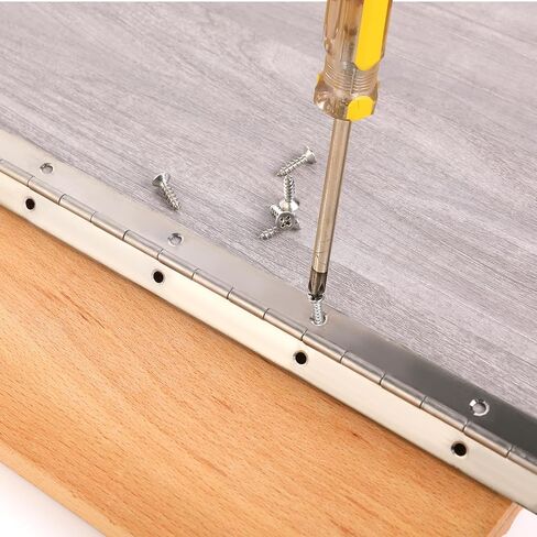 2pcs Continuous & Piano Hinges 12 Inch Heavy Duty Stainless Steel Piano Hinge for Thickness Folding Cabinet Door Toolbox Wooden Box Metal Plate Furniture Industrial Project, Screw Included in Saudi Arabia