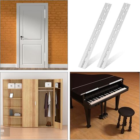 2pcs Continuous & Piano Hinges 12 Inch Heavy Duty Stainless Steel Piano Hinge for Thickness Folding Cabinet Door Toolbox Wooden Box Metal Plate Furniture Industrial Project, Screw Included in Saudi Arabia