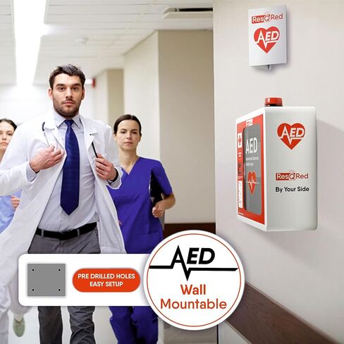 AED Defibrillator Wall Mounted Cabinet with Metal AED Projecting Sign | Steel Storage Cabinet with Quick Accessible Door, Alarm System | Fits All Brands AED Defibrillator| For Office, Hospital in Saudi Arabia