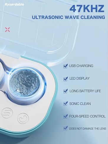 Ultrasonic Contact Lens Cleaner Machine, with Timer Display,Fit Disposal Soft Lens, Colored Contact Lens, RGP Lens and OK Lens (Gradient Blue) in Saudi Arabia