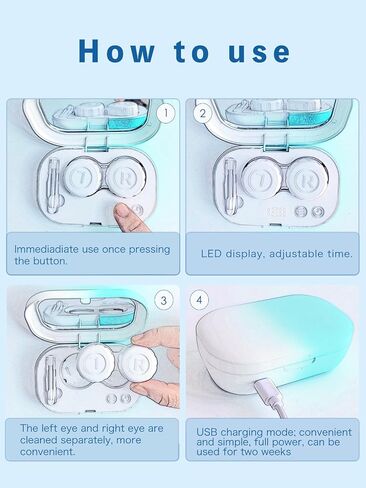 Ultrasonic Contact Lens Cleaner Machine, with Timer Display,Fit Disposal Soft Lens, Colored Contact Lens, RGP Lens and OK Lens (Gradient Blue) in Saudi Arabia