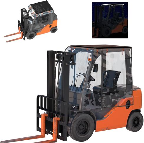 CHENGNAN Forklift Cover,Can Be Rolled Up On All Sides,All Weather Protection,Forklift Cover For Rain Up to 6000LB,Ultra-Transparent EVA&Brown Canopy, Forklift Cover Waterproof in Saudi Arabia
