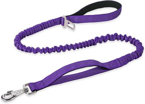 BUMBIN 6Ft Dog Leash Large Dogs, Bungee Dog Leash with 2 Handles, Heavy Duty Dog Leashes for Medium Small Dogs, No Pull Shock Absorbing Dog Leash with Car Seat Belt for Training, Brown in Kuwait