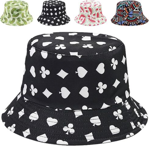 Reversible Bucket Hat for Women Summer Travel Fisherman Cap, Girls Cute Double Side Wear Bucket Cap in Kuwait