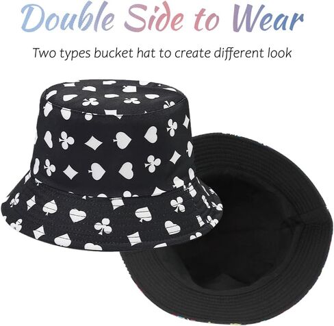 Reversible Bucket Hat for Women Summer Travel Fisherman Cap, Girls Cute Double Side Wear Bucket Cap in Kuwait