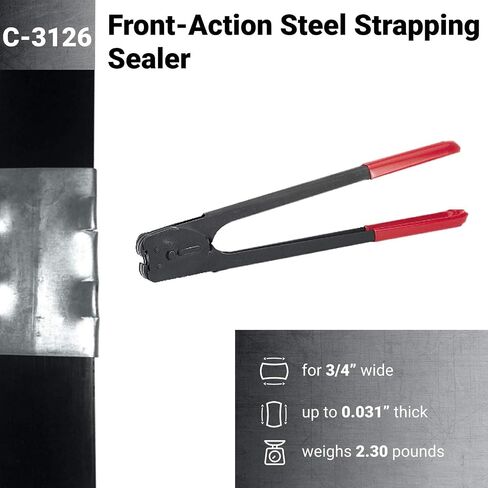 IDL Packaging C-3126 Double Notched Front Action Sealer/Crimper for 3/4" Steel Strapping – Durable Tool with Long Handle – Good for Horizontal and Vertical Operation – Heat-Treated Wearing Steel Parts in Saudi Arabia