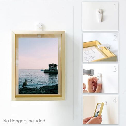 Golden State Art، إطار عائم مقاس 16 × 20، إطار صورة من الألومنيوم الذهبي، زجاج شفاف يعرض أي حجم صورة يصل إلى 16 × 20، لتزيين الحائط أو سطح الطاولة in Saudi Arabia
