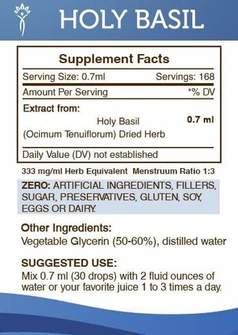 Secrets of the Tribe Holy Basil Tincture Alcohol-Free Extract, Holy Basil (Ocimum Tenuiflorum) Dried Herb Tincture Supplement (2 FL OZ) in Saudi Arabia