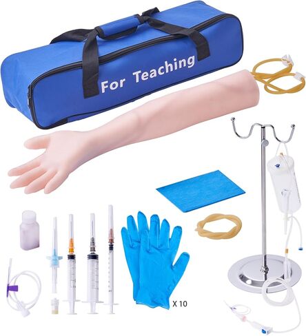 VEVOR Phlebotomy Practice Kit, IV Venipuncture Intravenous Training Kit, High Simulation IV Practice Arm Kit with Carrying Bag, Practice and Perfect IV Skills, for Students Nurses and Professionals in Saudi Arabia