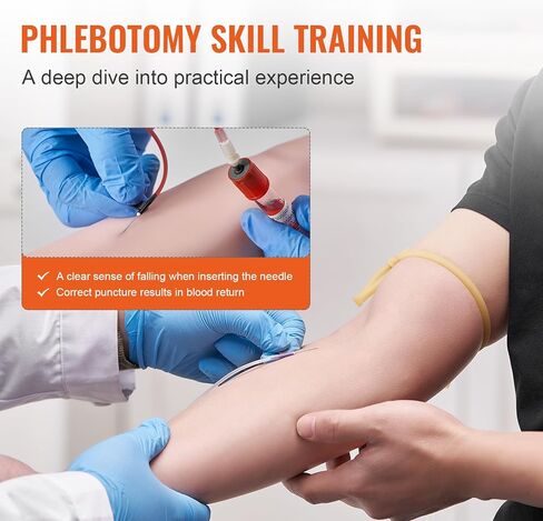 VEVOR Phlebotomy Practice Kit, IV Venipuncture Intravenous Training Kit, High Simulation IV Practice Arm Kit with Carrying Bag, Practice and Perfect IV Skills, for Students Nurses and Professionals in Saudi Arabia