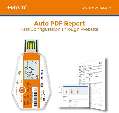 Elitech WHO PQS Certificated 10 Pack Temperature Humidity Data Logger 120Days with Light Sensor Single Use Temperature Recorder PDF Report USB Temperature Logger 16000 Points LogEt1-TH in Kuwait