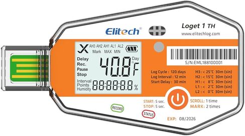 Elitech WHO PQS Certificated 10 Pack Temperature Humidity Data Logger 120Days with Light Sensor Single Use Temperature Recorder PDF Report USB Temperature Logger 16000 Points LogEt1-TH in Kuwait