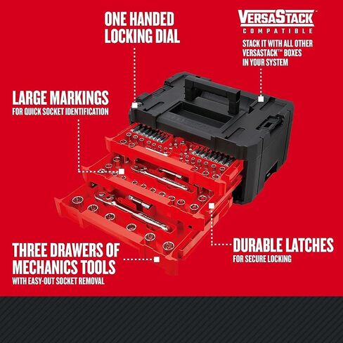 CRAFTSMAN VERSASTACK Mechanics Tool Set, 1/4 in, 3/8 in, and 1/2 in Drive, 230 Piece (CMMT45306) in Saudi Arabia