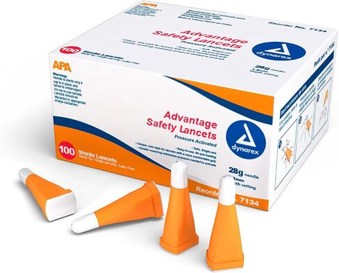 Dynarex Advantage Pressure Activated Safety Lancets Sterile 28 Gauge - 1.8 mm Depth 10/100/Cs in Saudi Arabia