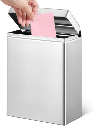 4 قطع من أوعية المناديل الصحية، صندوق التخلص من السدادات المثبت على الحائط، صناديق التخلص من المناديل الصحية المصنوعة من الفولاذ المقاوم للصدأ للمنزل والمكتب والحمامات العامة (لون طبيعي) in Kuwait