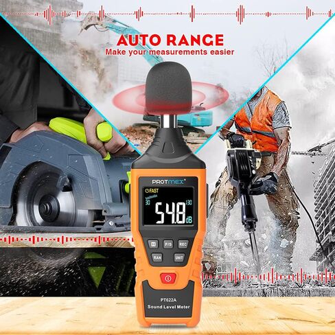 PT6708 Sound Level Meter, Digital Decibel Reader Measurement, Range 30-130 dB, Accuracy 1.5dB Noise Meter with Large LCD Screen Display, Fast and Slow Selection (Batteries Include) in Saudi Arabia