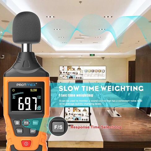 PT6708 Sound Level Meter, Digital Decibel Reader Measurement, Range 30-130 dB, Accuracy 1.5dB Noise Meter with Large LCD Screen Display, Fast and Slow Selection (Batteries Include) in Saudi Arabia