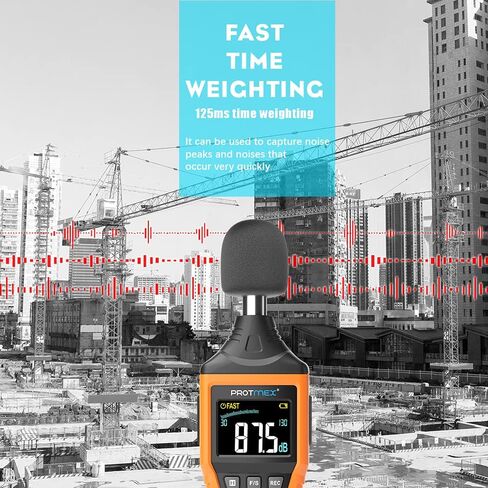 PT6708 Sound Level Meter, Digital Decibel Reader Measurement, Range 30-130 dB, Accuracy 1.5dB Noise Meter with Large LCD Screen Display, Fast and Slow Selection (Batteries Include) in Saudi Arabia