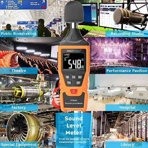 PT6708 Sound Level Meter, Digital Decibel Reader Measurement, Range 30-130 dB, Accuracy 1.5dB Noise Meter with Large LCD Screen Display, Fast and Slow Selection (Batteries Include) in Saudi Arabia