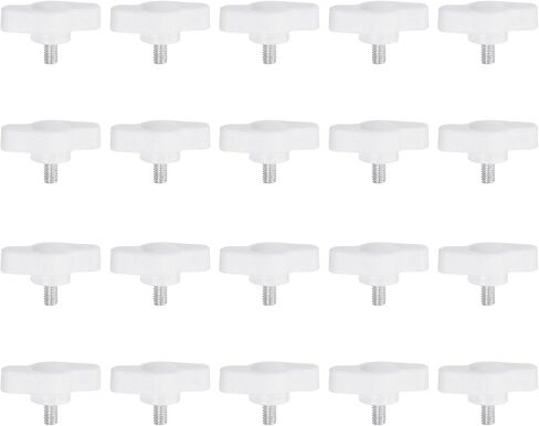 20pcs Tee Wing Knobs Thumb Screws M4 x 6mm Standard Male Thread Plastic T Knobs Handles Hand Clamping Knobs Grip Thumbscrew, White in Saudi Arabia