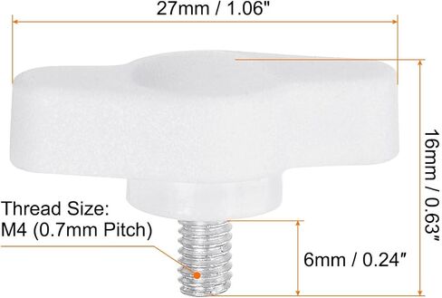 20pcs Tee Wing Knobs Thumb Screws M4 x 6mm Standard Male Thread Plastic T Knobs Handles Hand Clamping Knobs Grip Thumbscrew, White in Saudi Arabia
