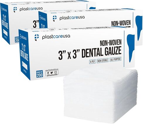 200 Gauze Pads 3x3 - Soft 4-Ply Non Woven Gauze Sponges - Non Sterile Dental Gauze & Esthetic Wipes - All Purpose Medical Gauze Squares for First Aid, Surgical, Wound Dressing in Saudi Arabia