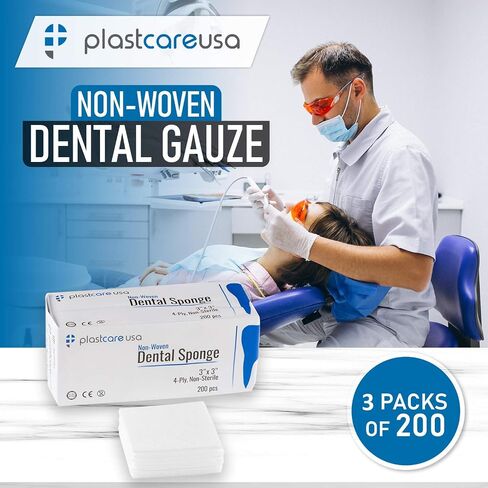 200 Gauze Pads 3x3 - Soft 4-Ply Non Woven Gauze Sponges - Non Sterile Dental Gauze & Esthetic Wipes - All Purpose Medical Gauze Squares for First Aid, Surgical, Wound Dressing in Saudi Arabia