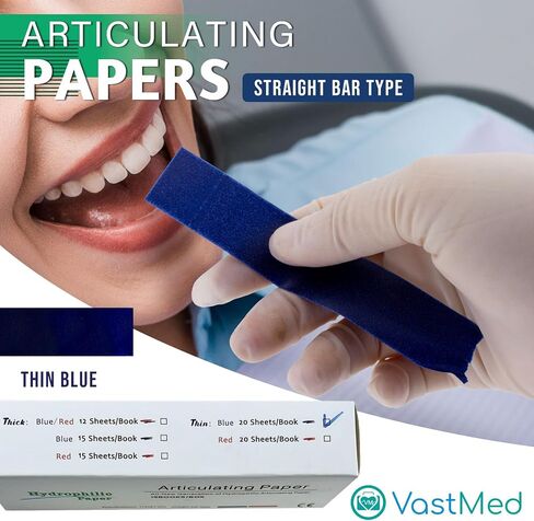 144 Sheets Dental Grade Articulating Papers by VASTMED | Micron Bite Articulating Paper & Film Doubled Side for Occlusal and Interproximal Adjustments in Kuwait