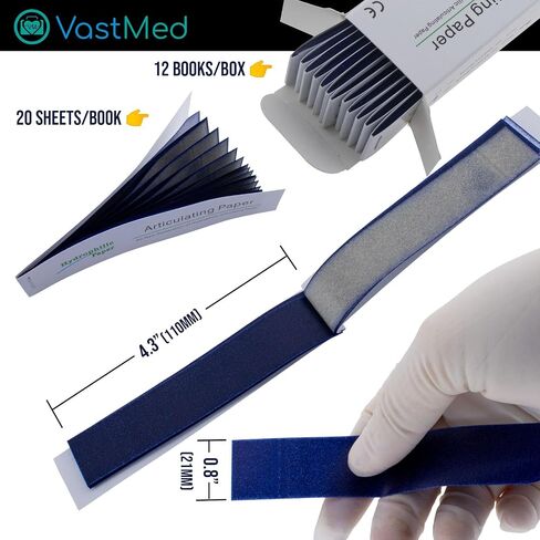 144 Sheets Dental Grade Articulating Papers by VASTMED | Micron Bite Articulating Paper & Film Doubled Side for Occlusal and Interproximal Adjustments in Kuwait