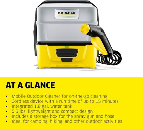Kärcher OC 3 Plus Mobile Outdoor Cleaner, 1.8 gal. Water Tank, Spray Gun and Hose, Battery Operated, for on-to-go Cleaning, 72 PSI in Kuwait