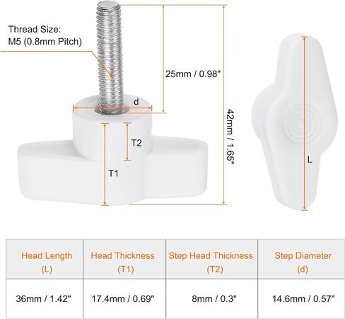 20pcs Wing Knobs M5 x 50mm Male Thread Plastic Tee Stud Knobs T Threaded Handles Hand Clamping Tightening Thumb Screws Thumbscrew, Black in Saudi Arabia