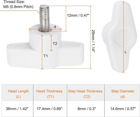 20pcs Wing Knobs M5 x 50mm Male Thread Plastic Tee Stud Knobs T Threaded Handles Hand Clamping Tightening Thumb Screws Thumbscrew, Black in Saudi Arabia