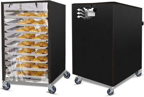 Bun Pan Sheet Rack Cover,Bread Speed Rack Cover,Fit 20 Tier / 10 Tier Bakery Rack for Home Kitchen Commercial Pizza Rack(20-Tier Rack Cover - Clear Panels with Breathable Mesh Vent) in Saudi Arabia