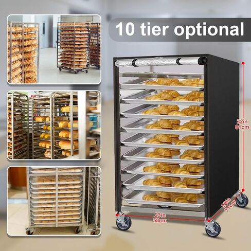 Bun Pan Sheet Rack Cover,Bread Speed Rack Cover,Fit 20 Tier / 10 Tier Bakery Rack for Home Kitchen Commercial Pizza Rack(20-Tier Rack Cover - Clear Panels with Breathable Mesh Vent) in Saudi Arabia