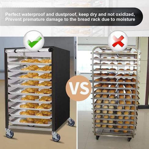 Bun Pan Sheet Rack Cover,Bread Speed Rack Cover,Fit 20 Tier / 10 Tier Bakery Rack for Home Kitchen Commercial Pizza Rack(20-Tier Rack Cover - Clear Panels with Breathable Mesh Vent) in Saudi Arabia