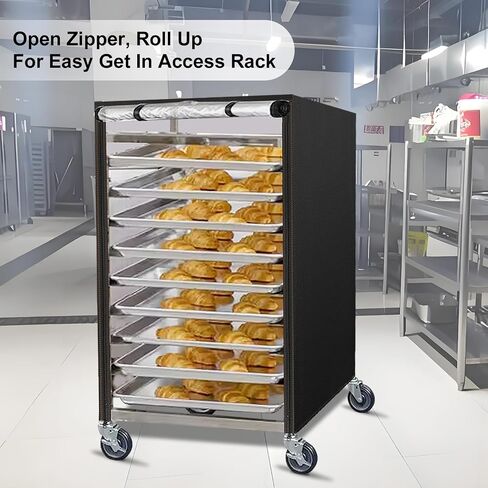 Bun Pan Sheet Rack Cover,Bread Speed Rack Cover,Fit 20 Tier / 10 Tier Bakery Rack for Home Kitchen Commercial Pizza Rack(20-Tier Rack Cover - Clear Panels with Breathable Mesh Vent) in Saudi Arabia